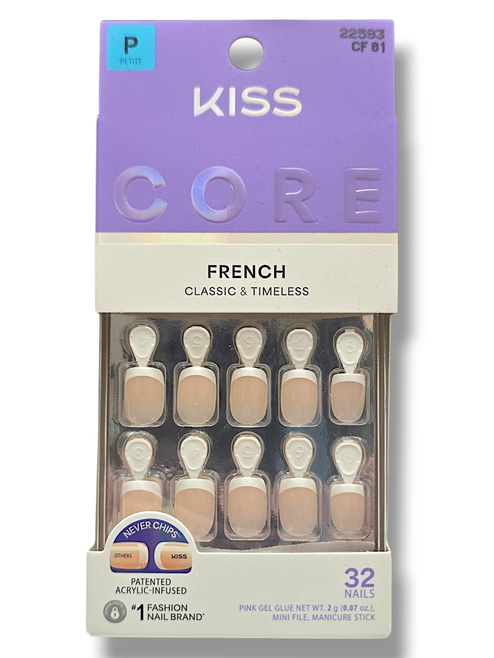 Kiss CORE French Press-On Nails – Nude and White French Tips